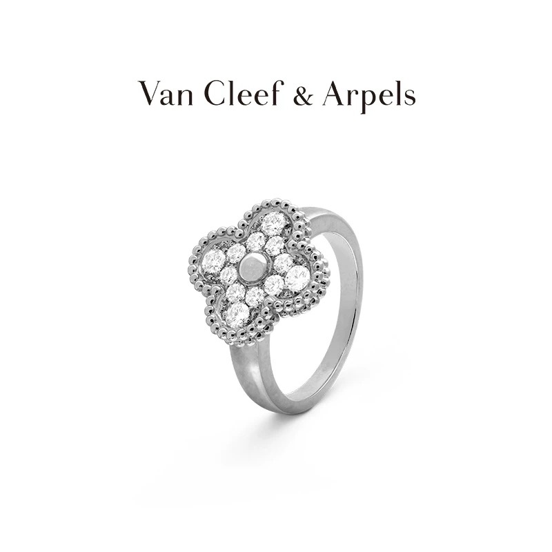 Van Cleef & Arpels Official Flagship Store – Lucky Alhambra Four-Leaf Clover Collection K Gold and Diamond Ring